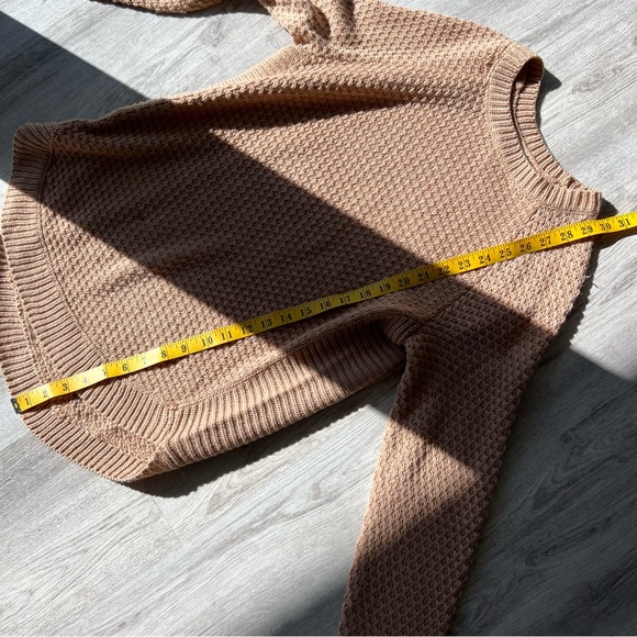 TAN CREWNECK CABLE KNIT SWEATER - Picture 6 of 10